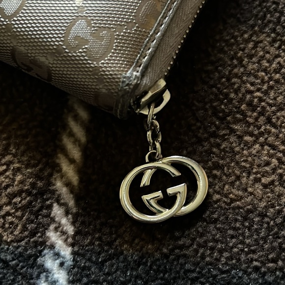 AUTHENTIC GUCCI BRONZE GG IMPRIME Leather Zip Wallet - Picture 2 of 10